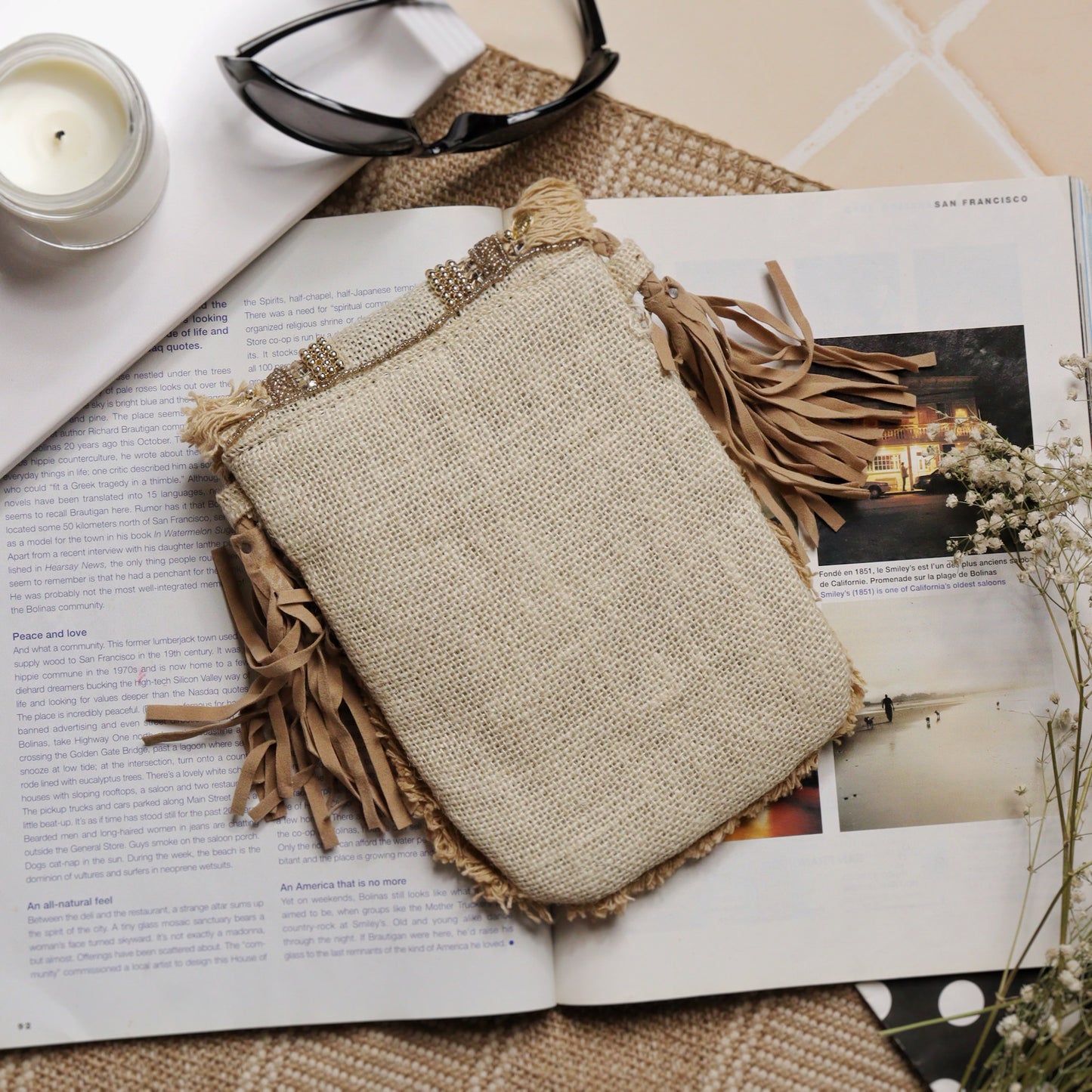 Cream Jute Mobile Sling