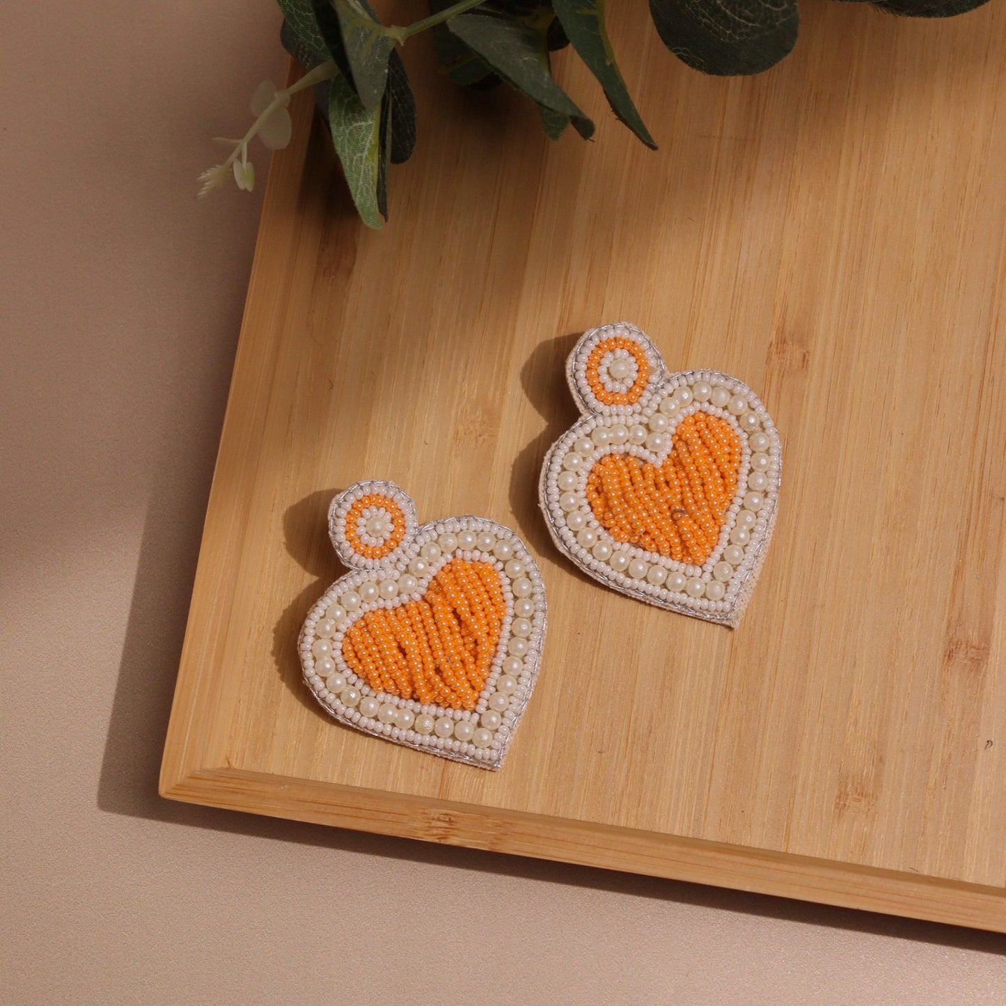 Hearty Orange Earring