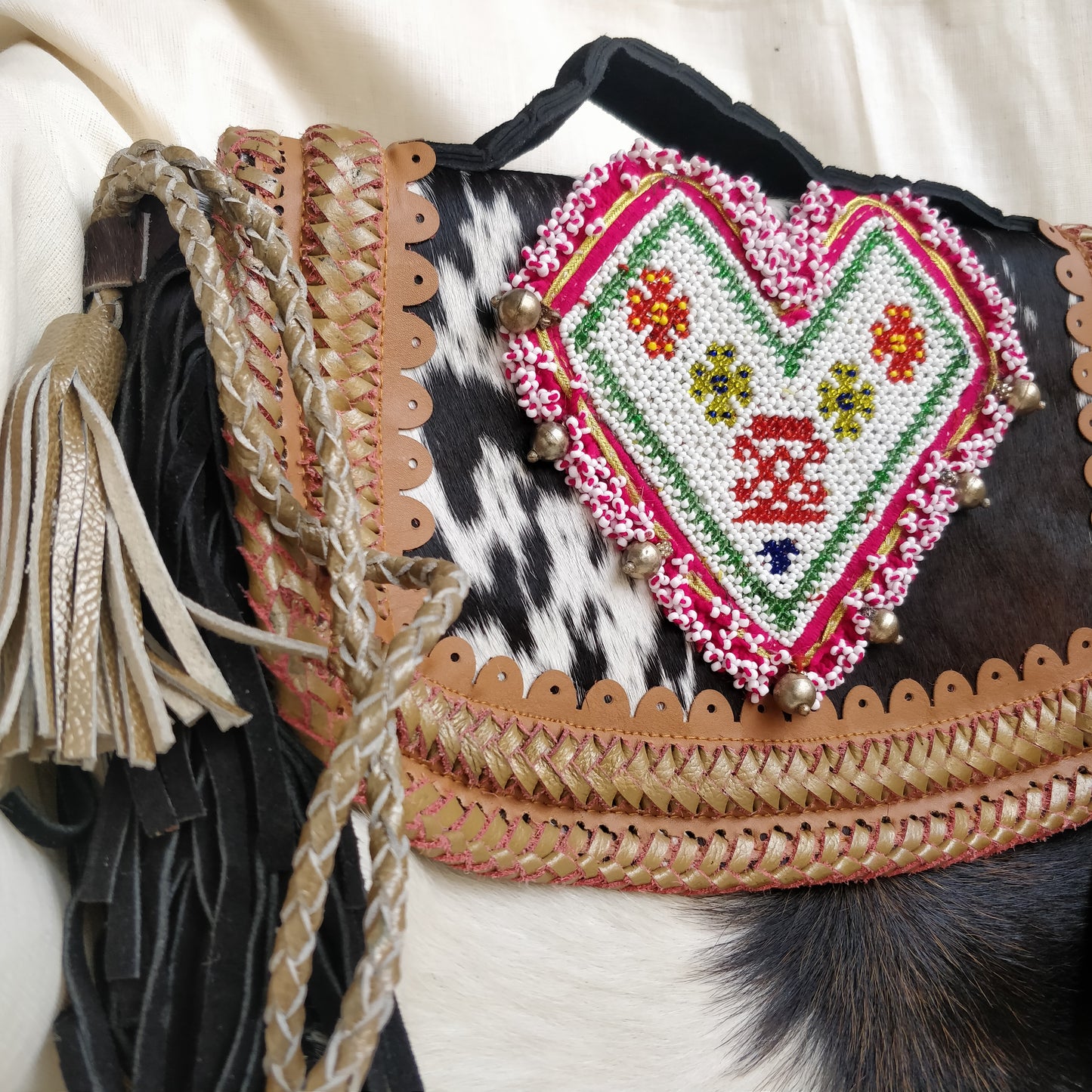 Premium Fur Leather Big Banjara Bag
