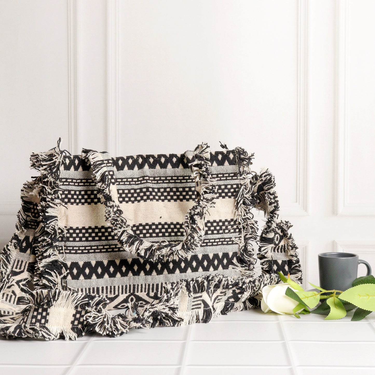 Rumpled Black & White Tote