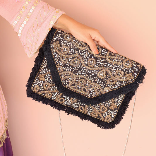 Gorgeous Gold Sequined Bohemian Clutch