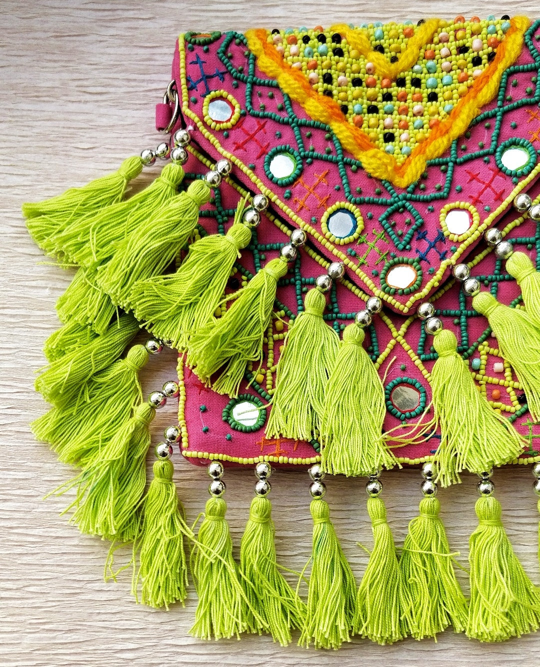 Neon Pink Beaded Cali Bag