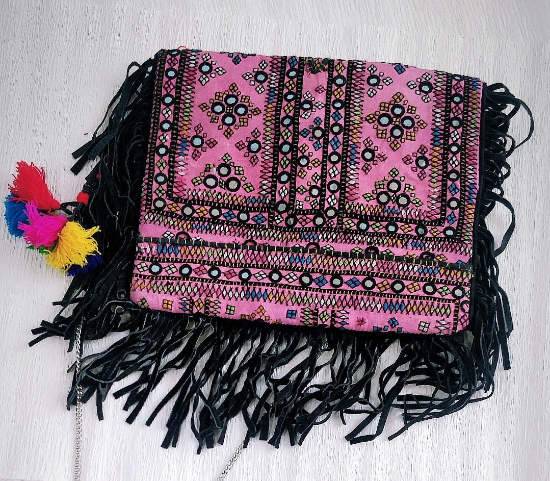 Banjara Fringe Sling with Pom Pom Tassel