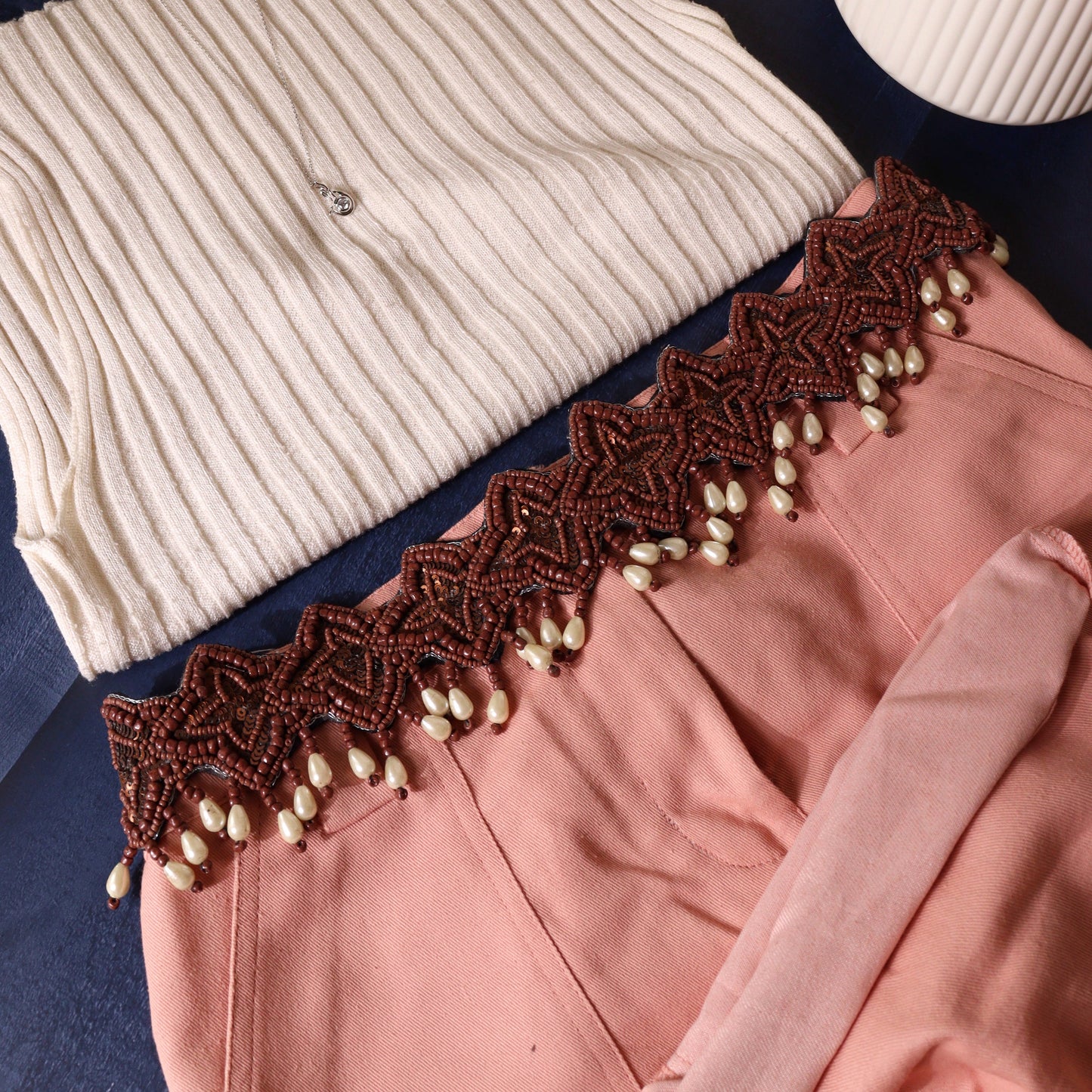 Pearl Choclate Waist Belt