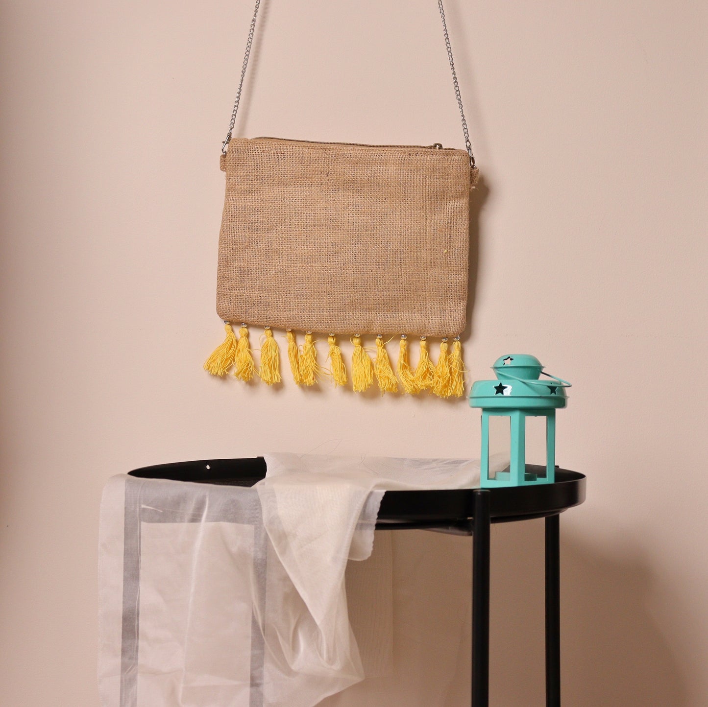 Yellow Jute Pom Sling