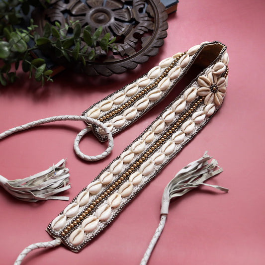 Aanya White Shell Waist Belt