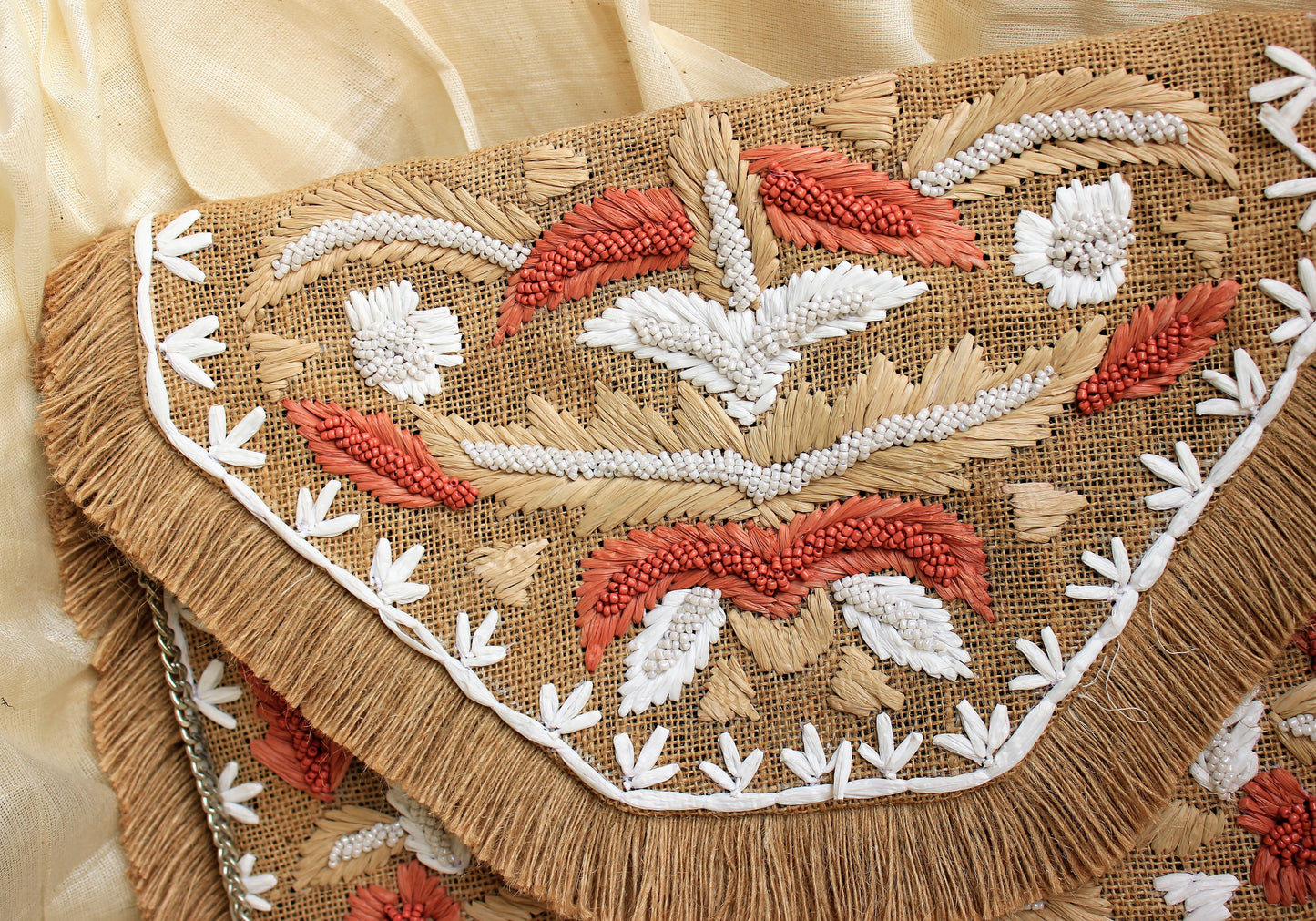 Jaisalmer Natural Brown Raffia Jute Clutch Boho Bag