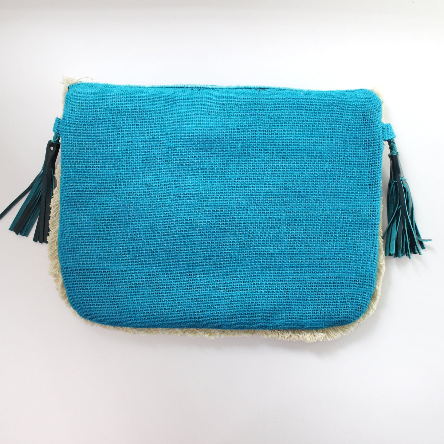 Sky Blue Jute Coin Clutch Boho Bag