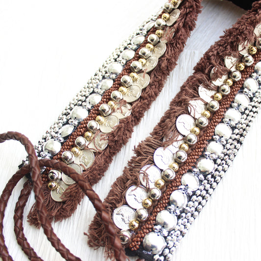 Bohemian Coin Waist Belt - Walnut Brown