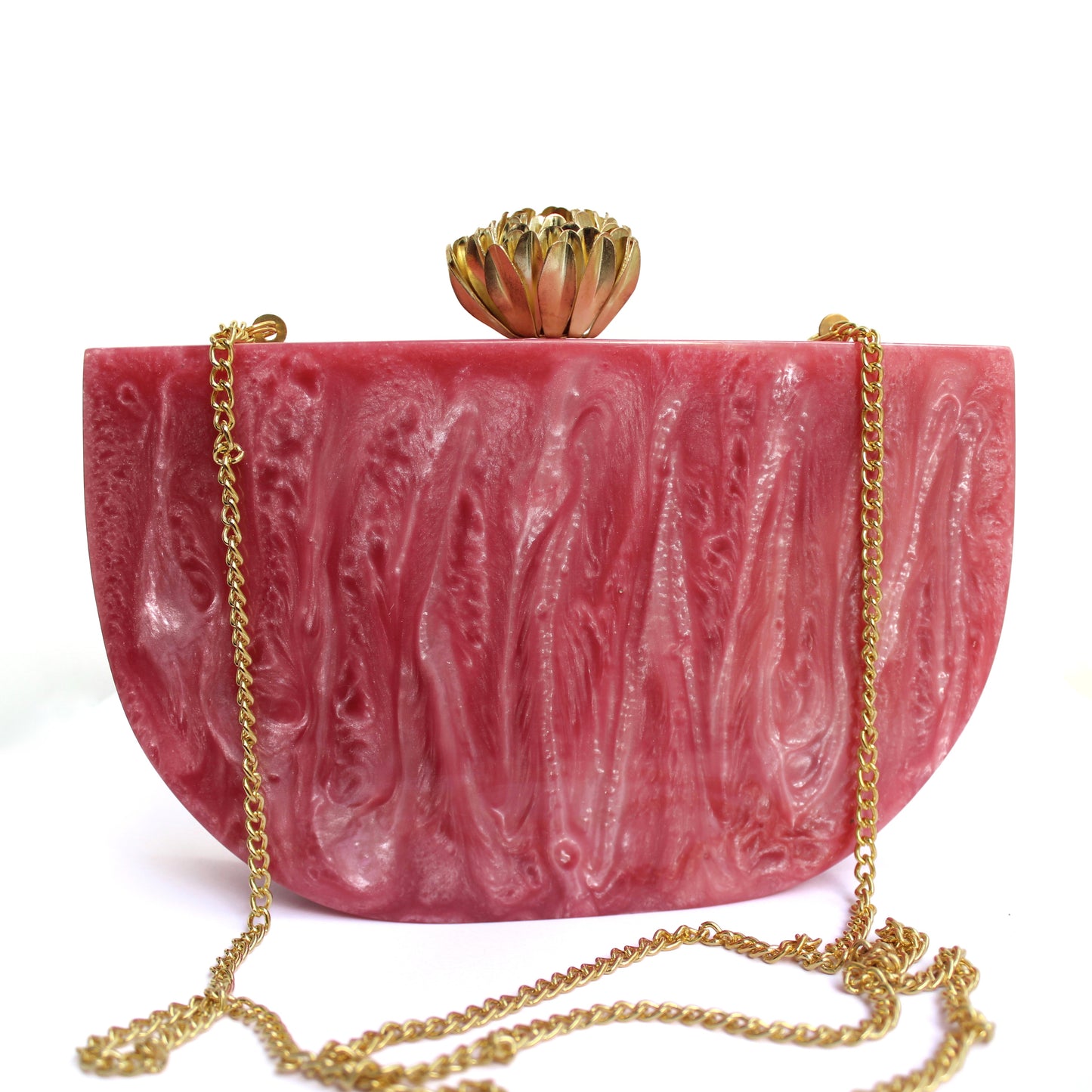 Rosy Pink Marble Resin Clutch