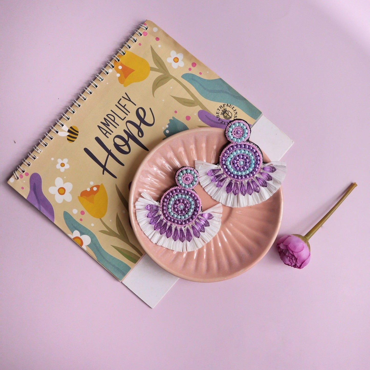 Lavender Raffia Earring