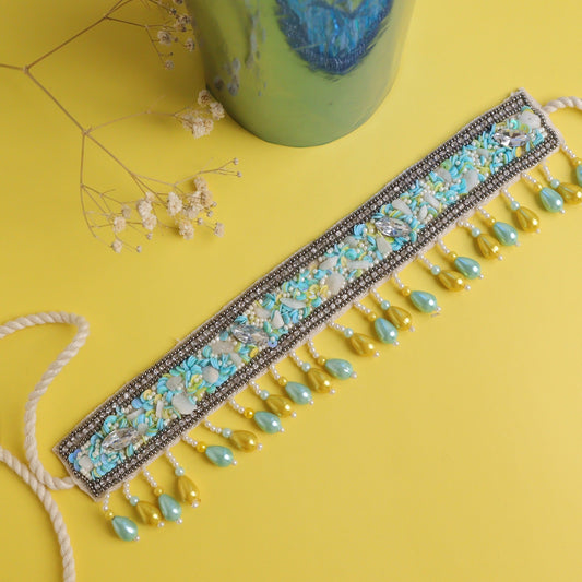 Coral Yellow Turquoise Beaded Choker