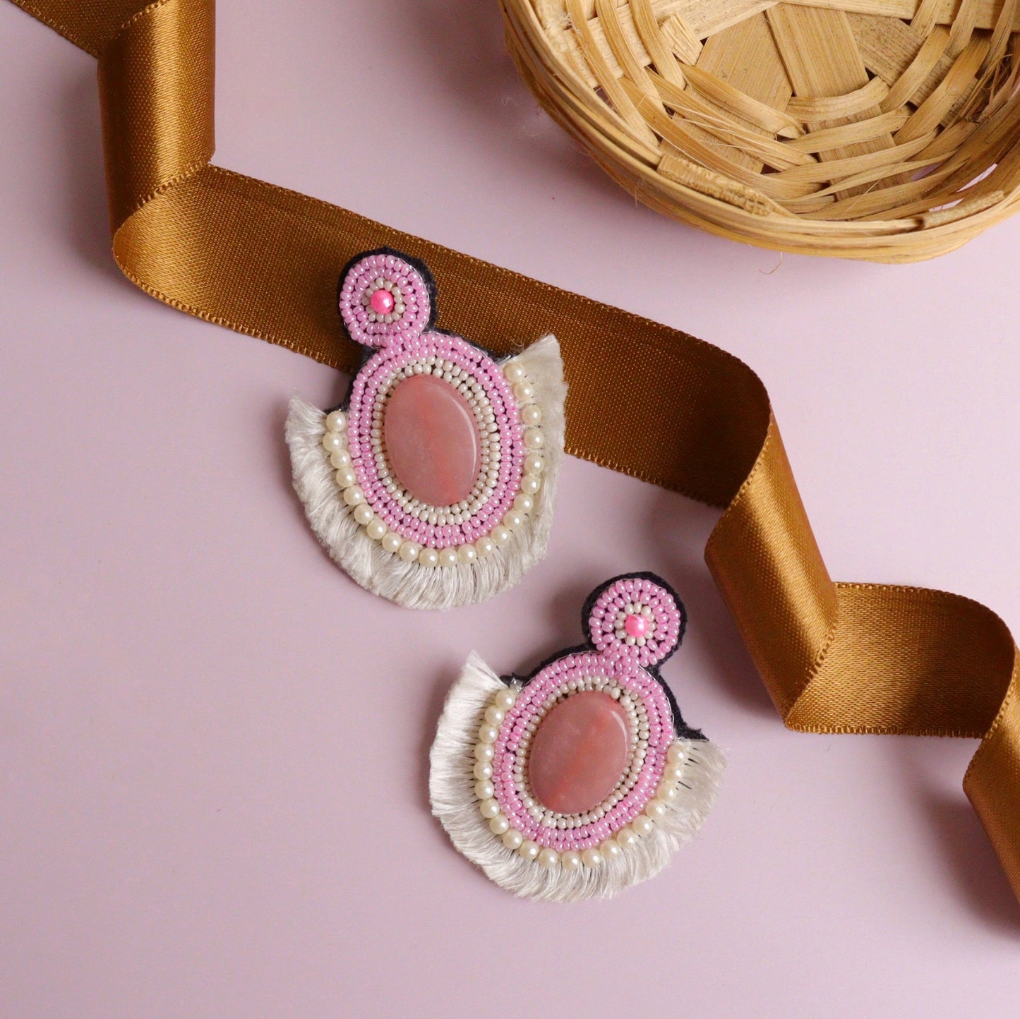 Pink Threaded Love Earring