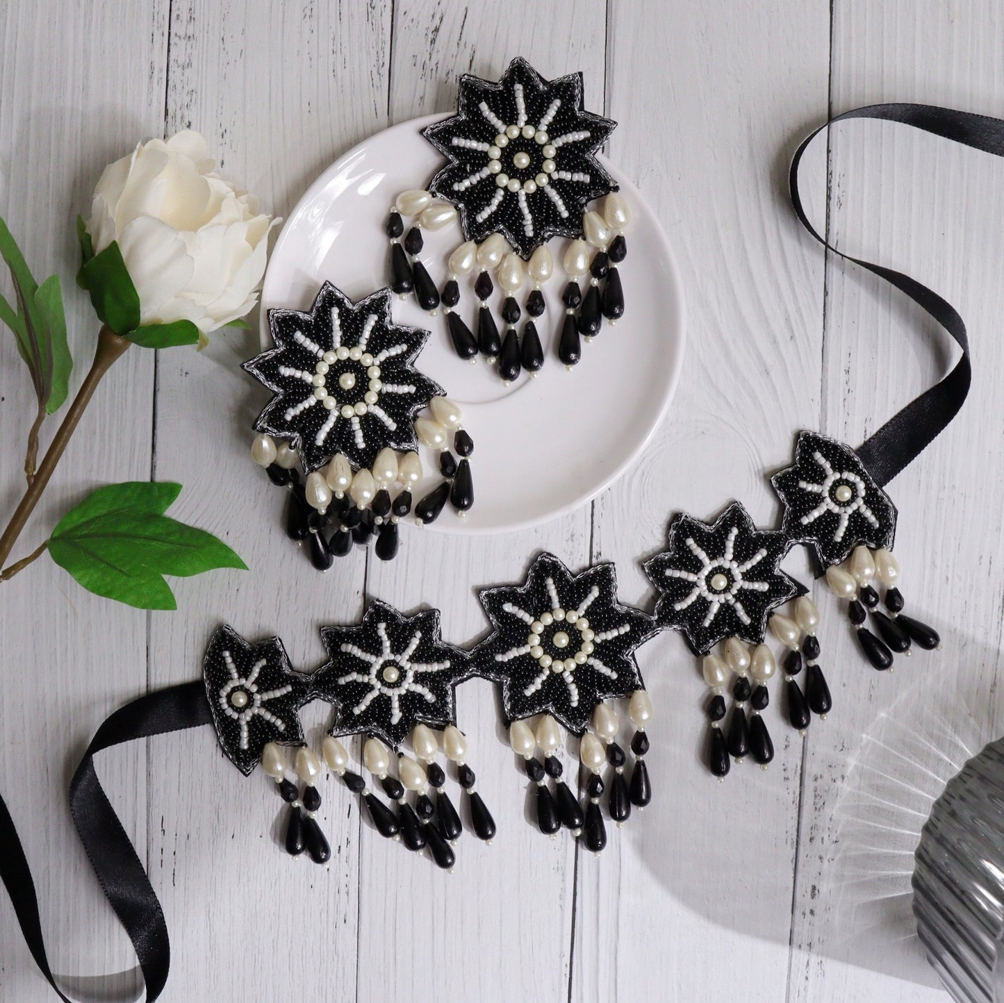 Hilsa Black Pearl Necklace Set