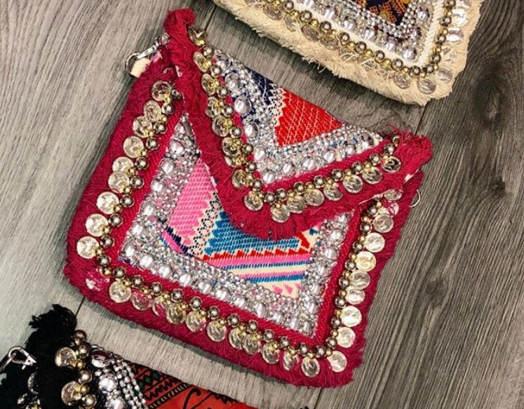 Ranakpur Pink Small Coin Clutch Boho Bag