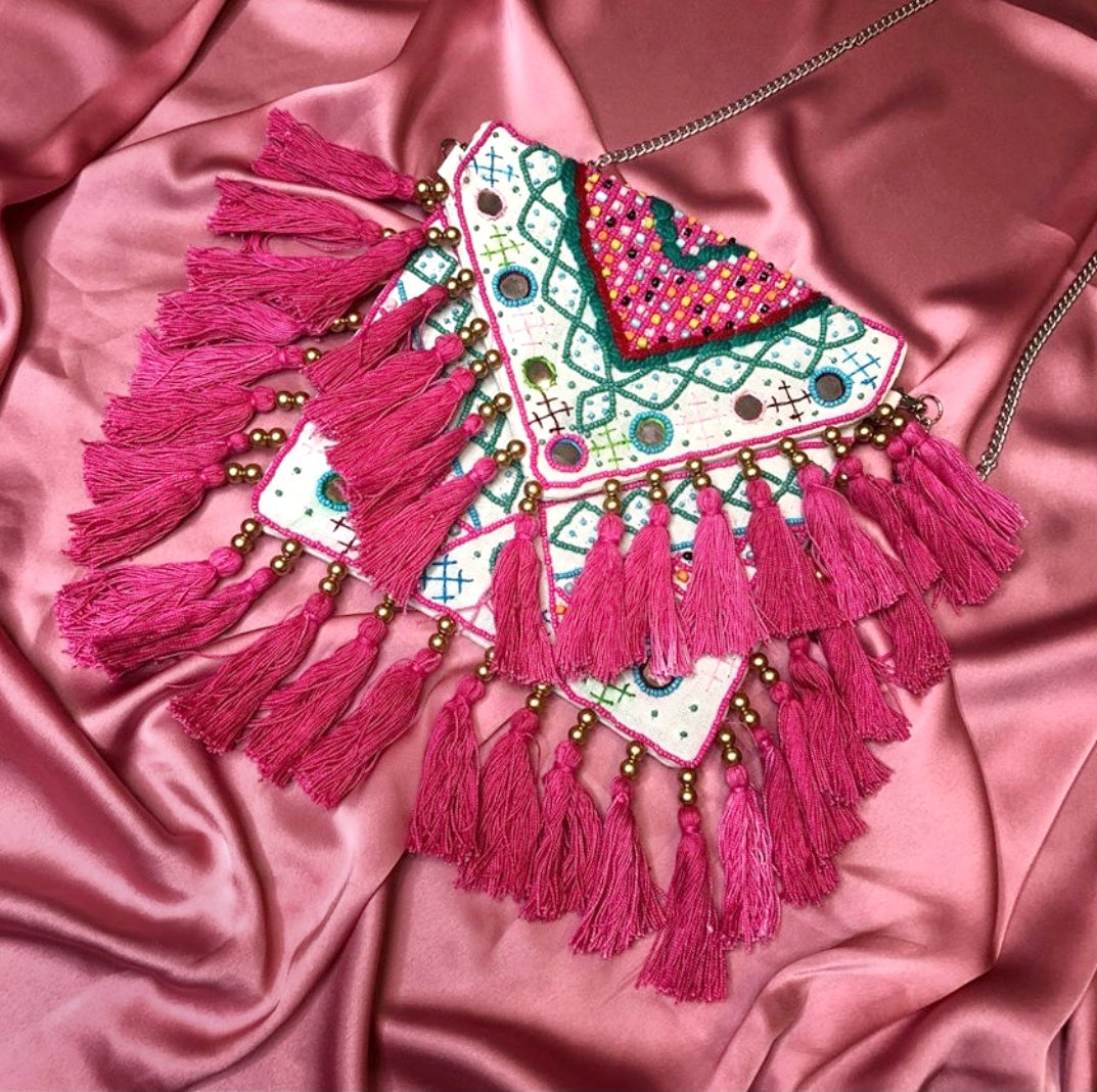 Cali Multicolored Tassle Canvas Boho Bag
