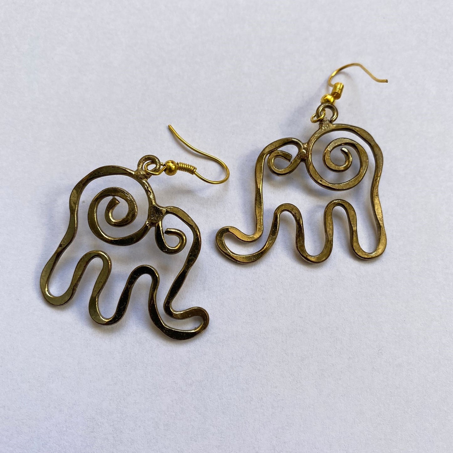 Elephant Brass Earring