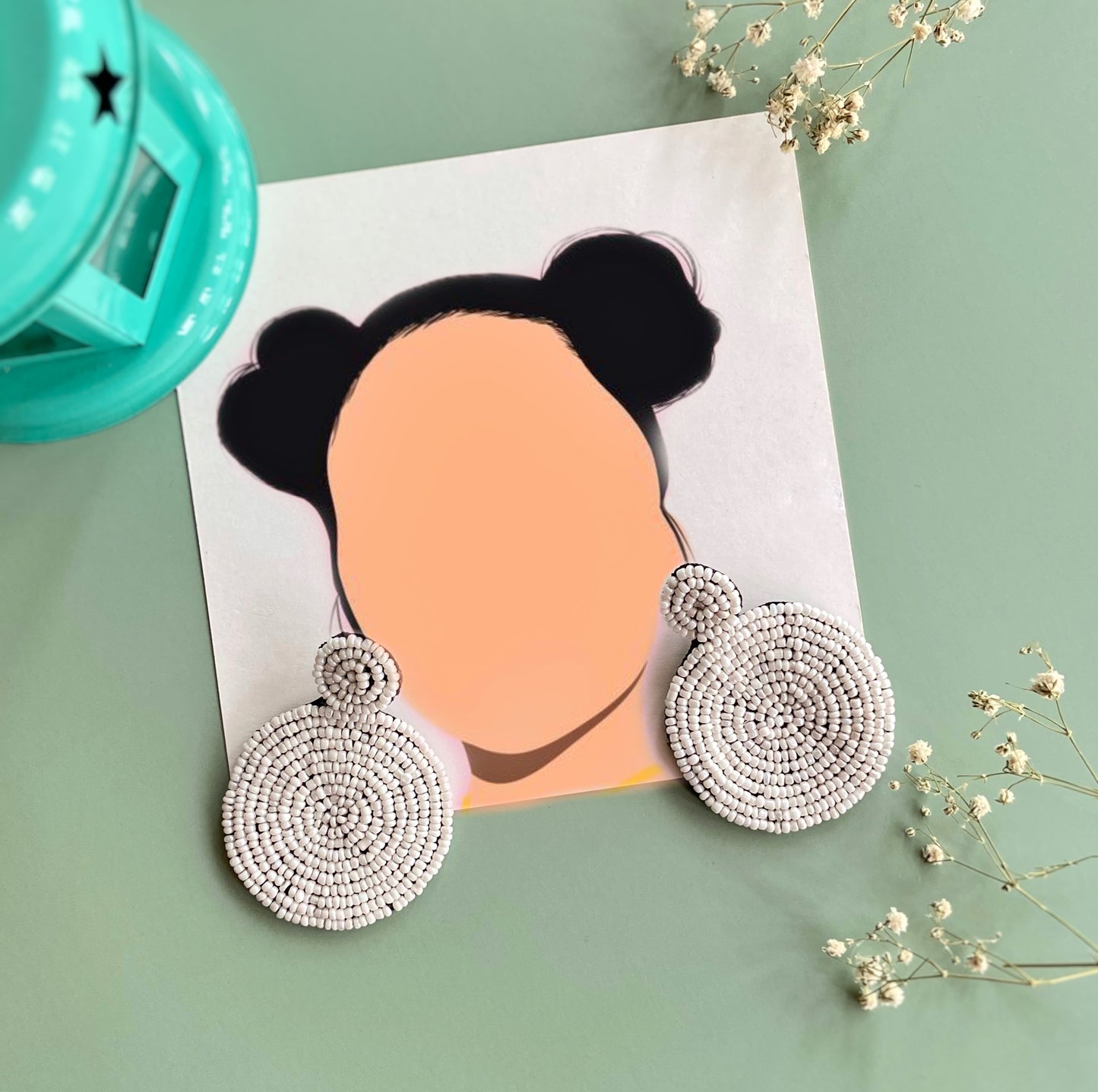 White Beaded Earring