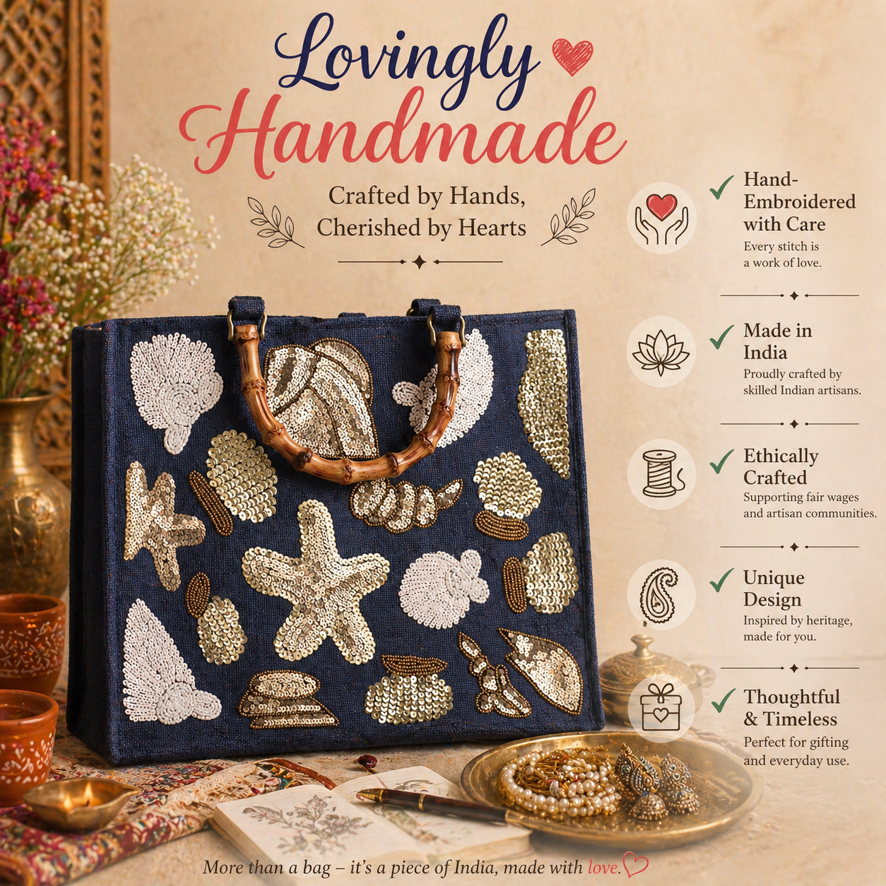 Eden Handcrafted Sequin Tote Bag