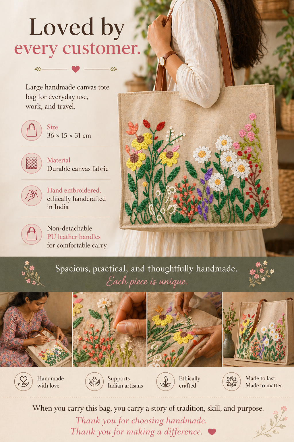 Poppy Paradise | Handmade Cotton Bag