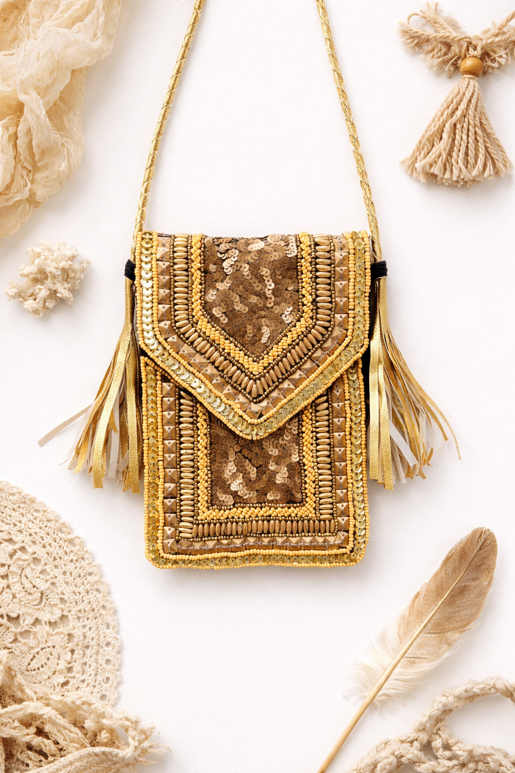 Gold Jute Mobile Sling