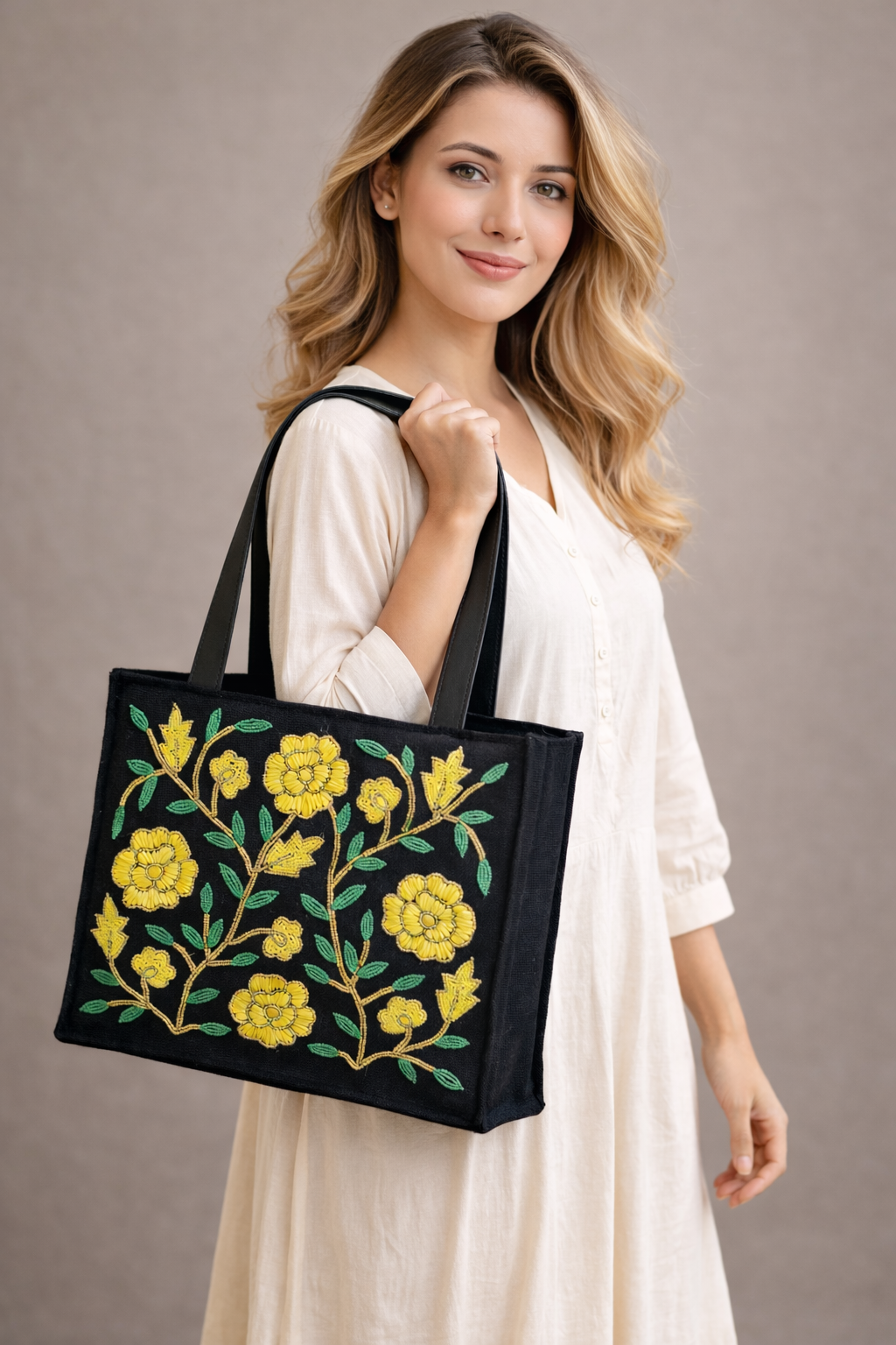 Yellow Bloom Tote Shoppers Bag