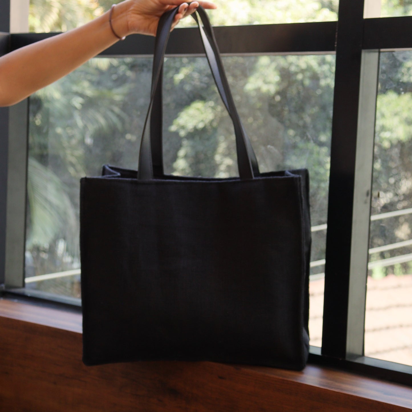 Elegant Black Embroidery Tote Bag