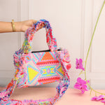 Mini Rumpled Pink Jacquard Tote