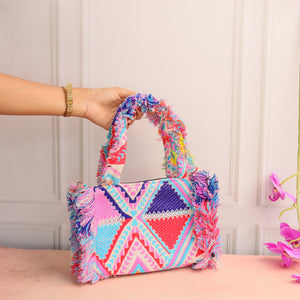 Mini Rumpled Pink Jacquard Tote