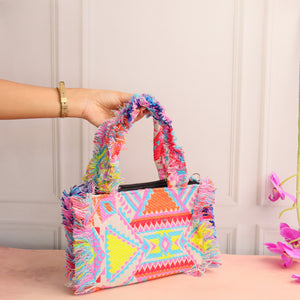 Mini Rumpled Pink Jacquard Tote