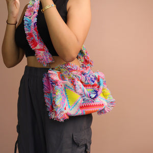 Mini Rumpled Pink Jacquard Tote