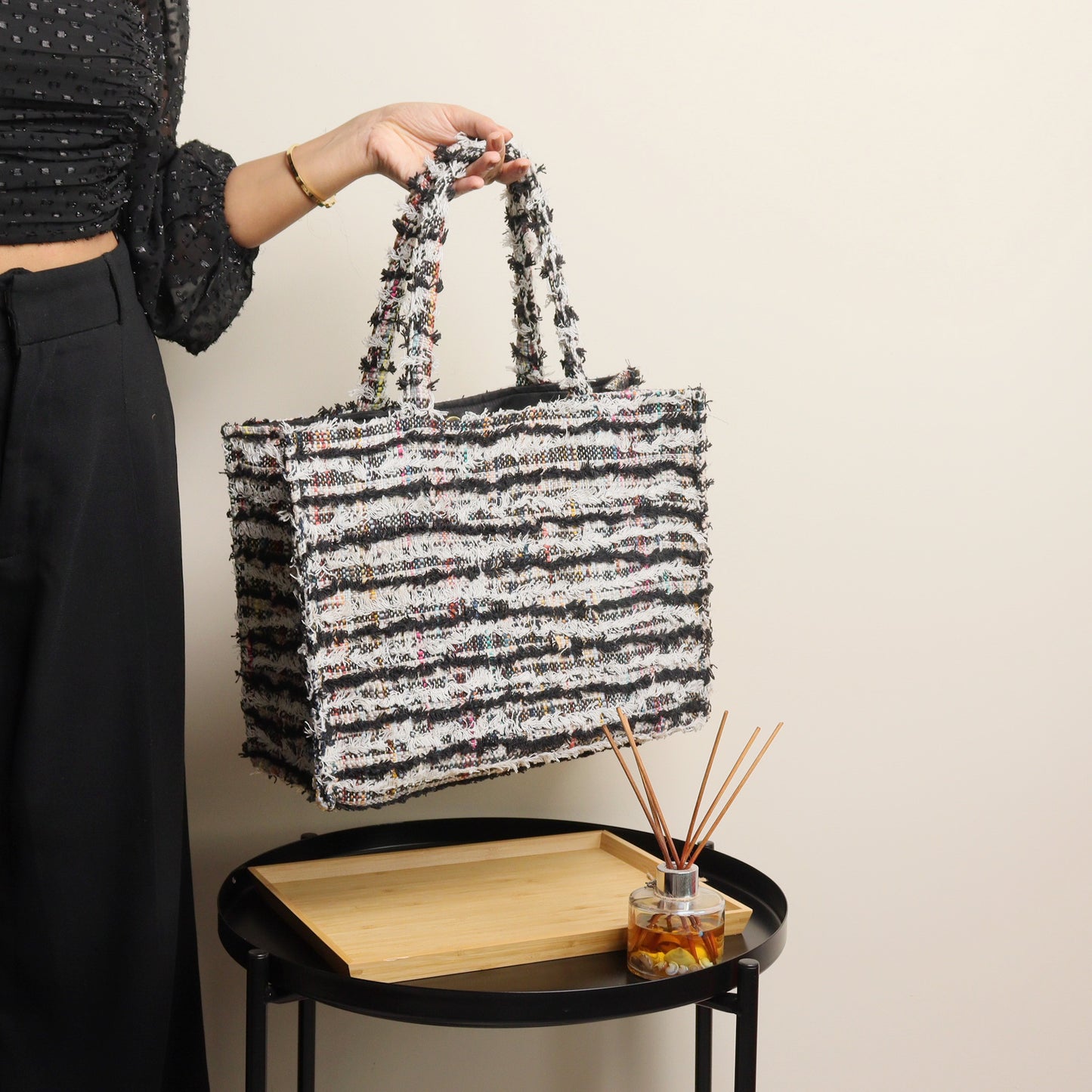 Glitter Black & White Box Bag