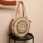 Round Shell Beaded Tote Bag