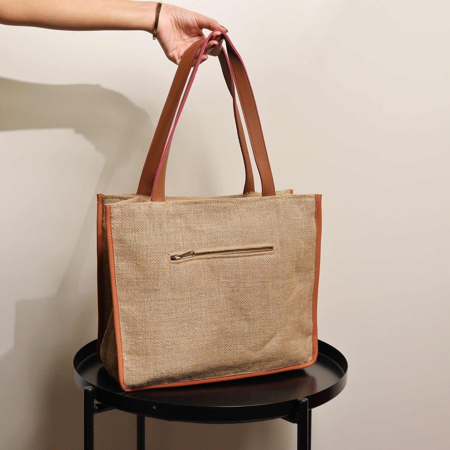 Flower Jute Tote Bag