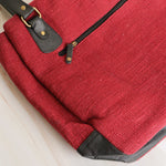 Maroon Three Pocket Jute Journey Tote