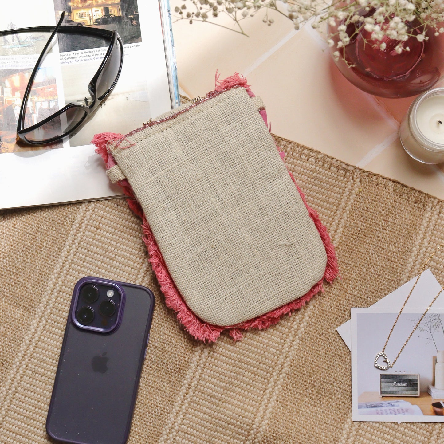 Pink Jute Mobile Sling