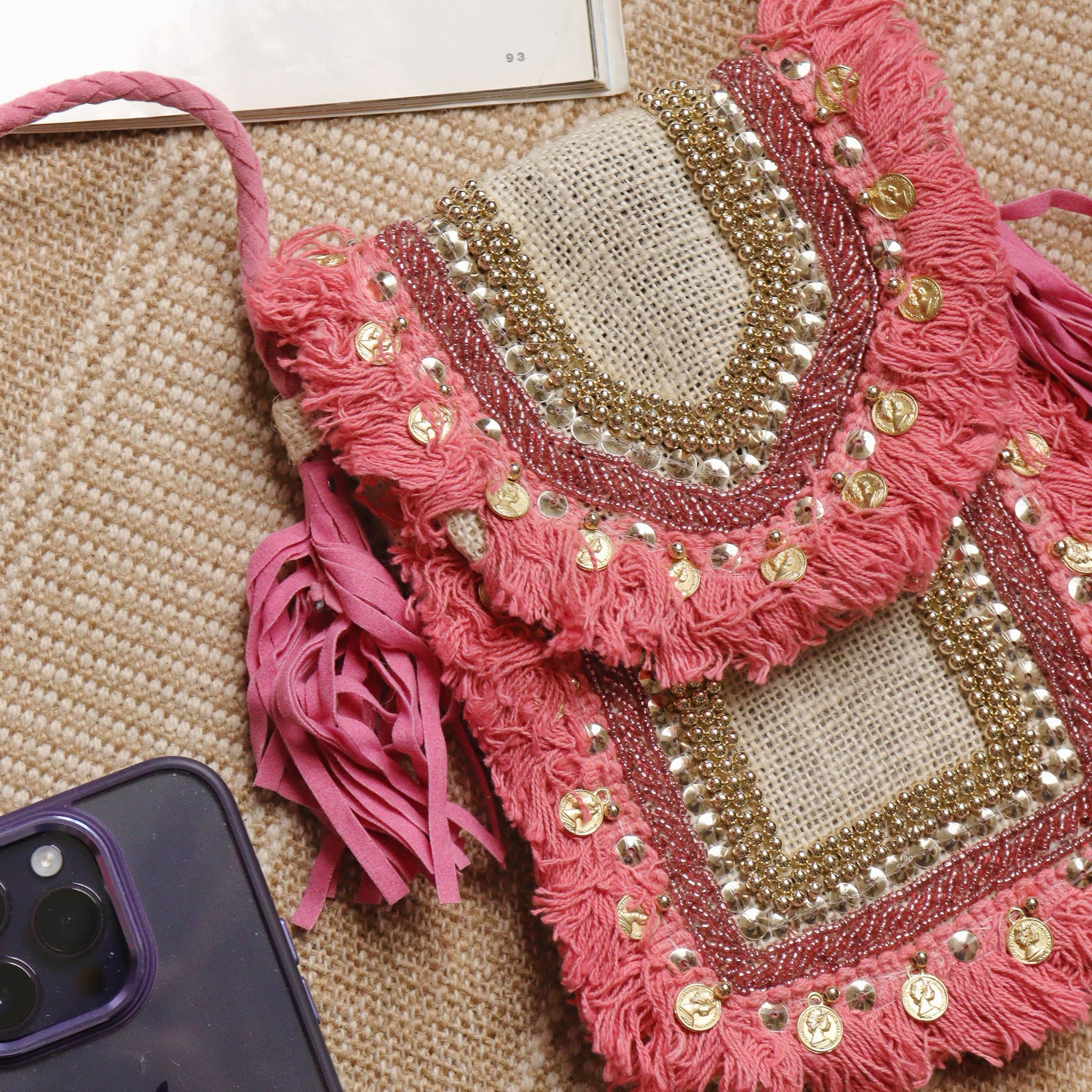 Pink Jute Mobile Sling