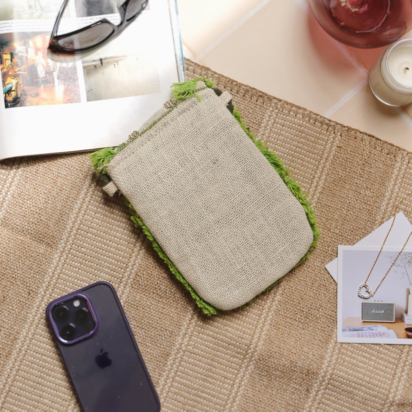 Green Jute Mobile Sling