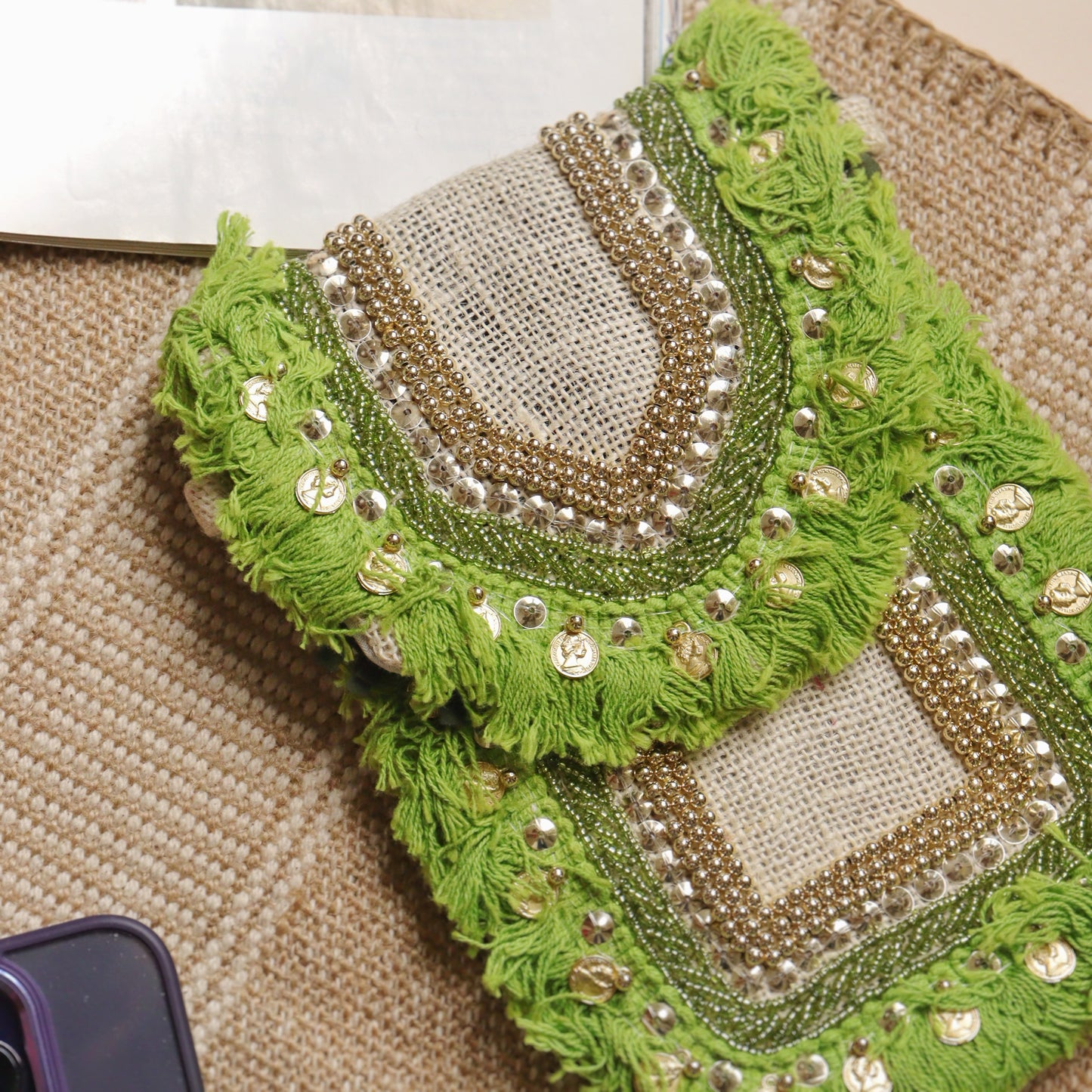 Green Jute Mobile Sling