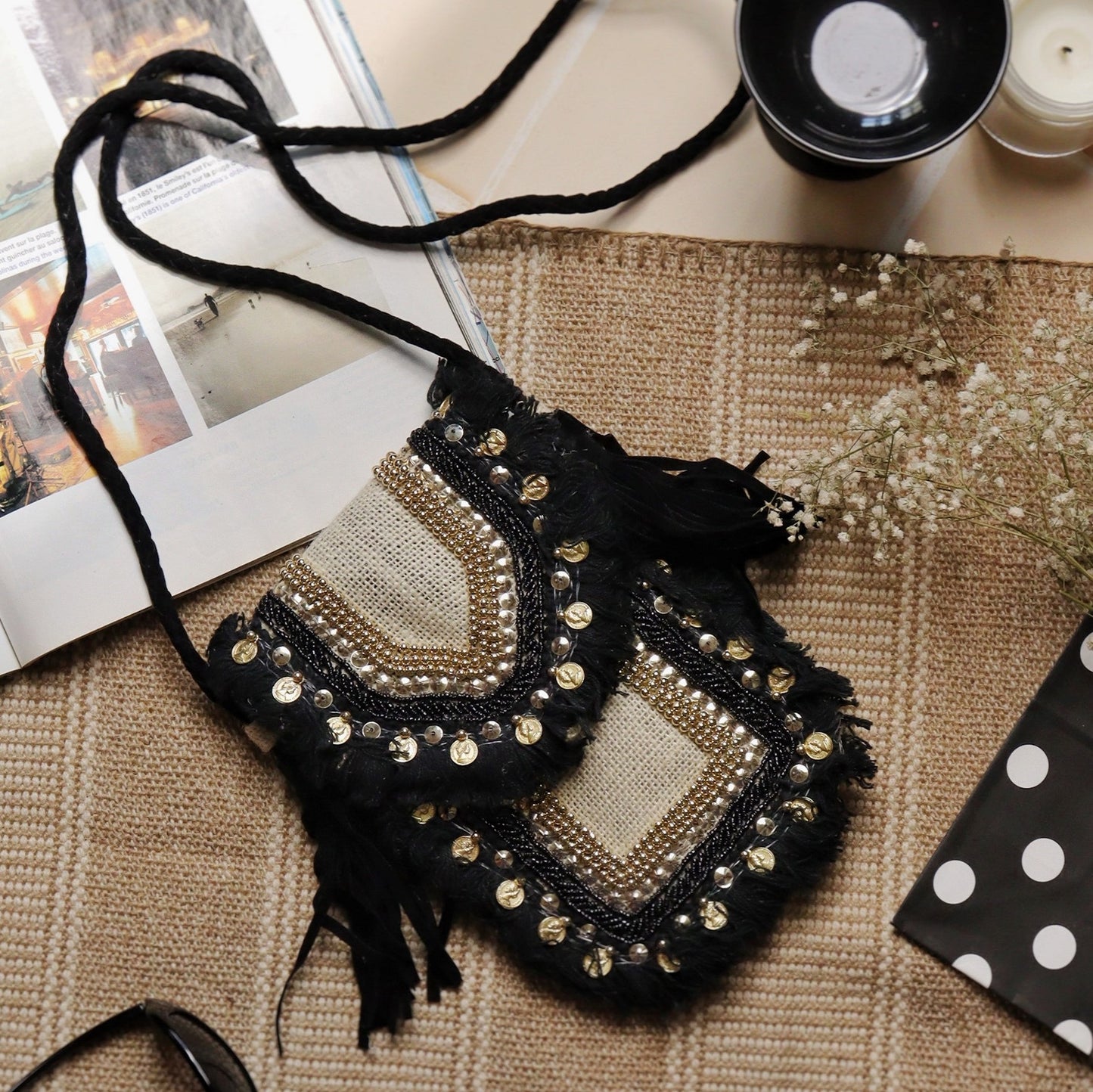 Black Jute Mobile Sling
