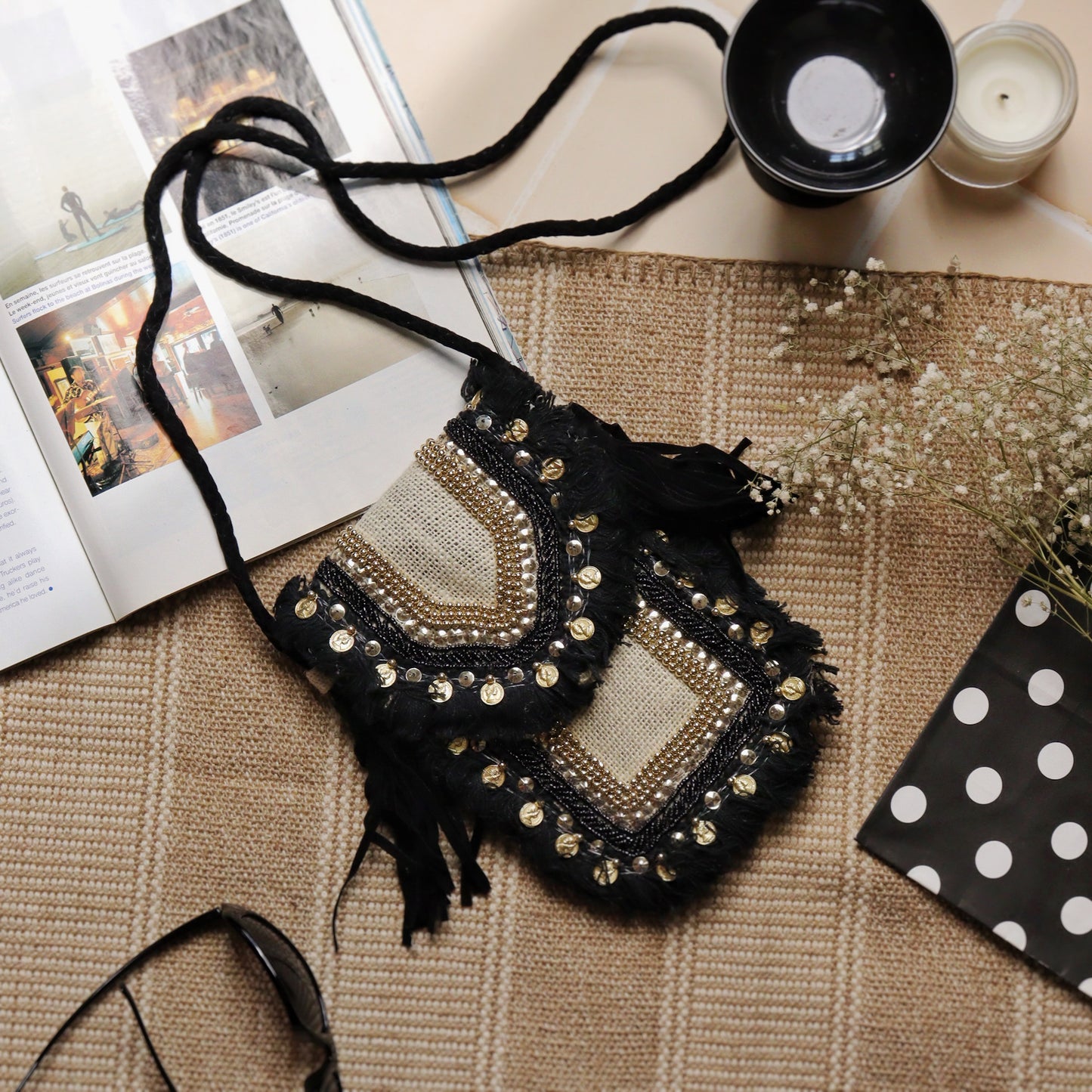Black Jute Mobile Sling