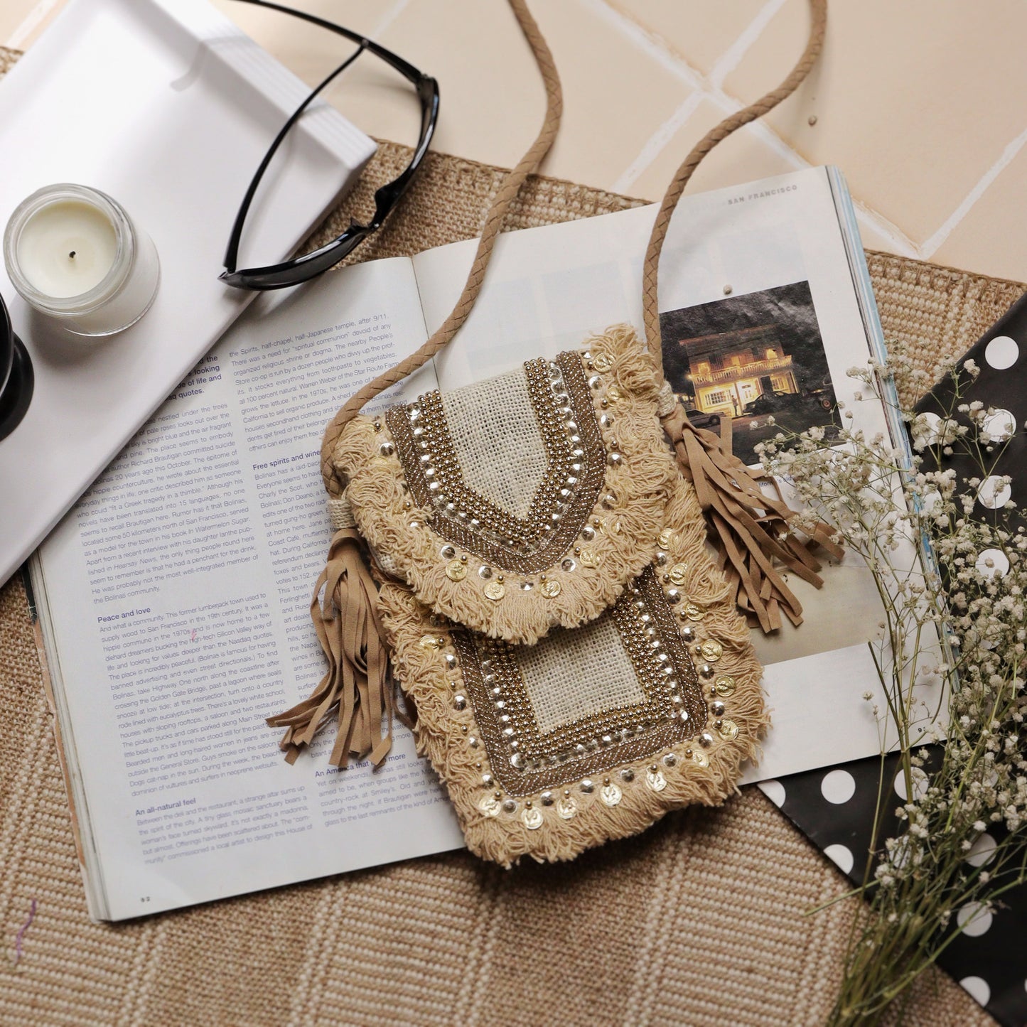 Cream Jute Mobile Sling