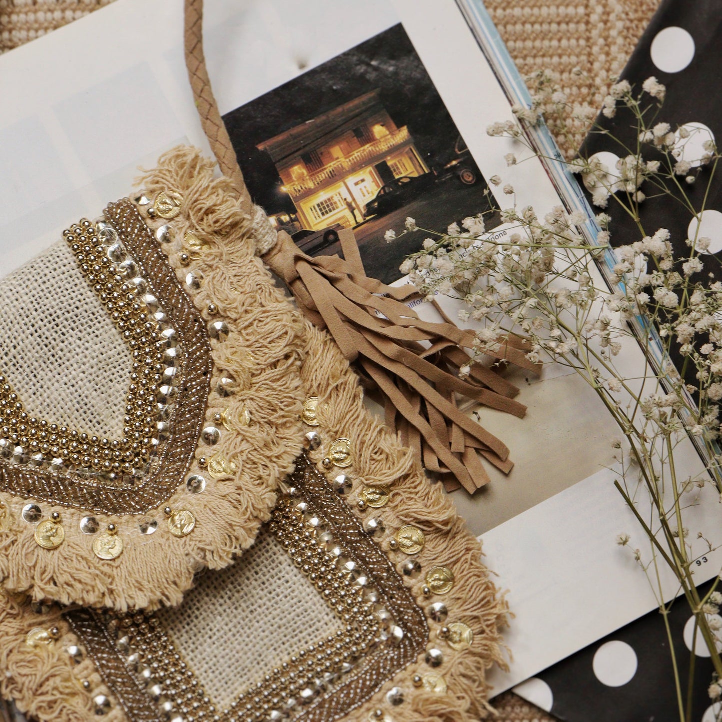 Cream Jute Mobile Sling