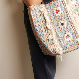 Soothe Fringed Jacquard Tote