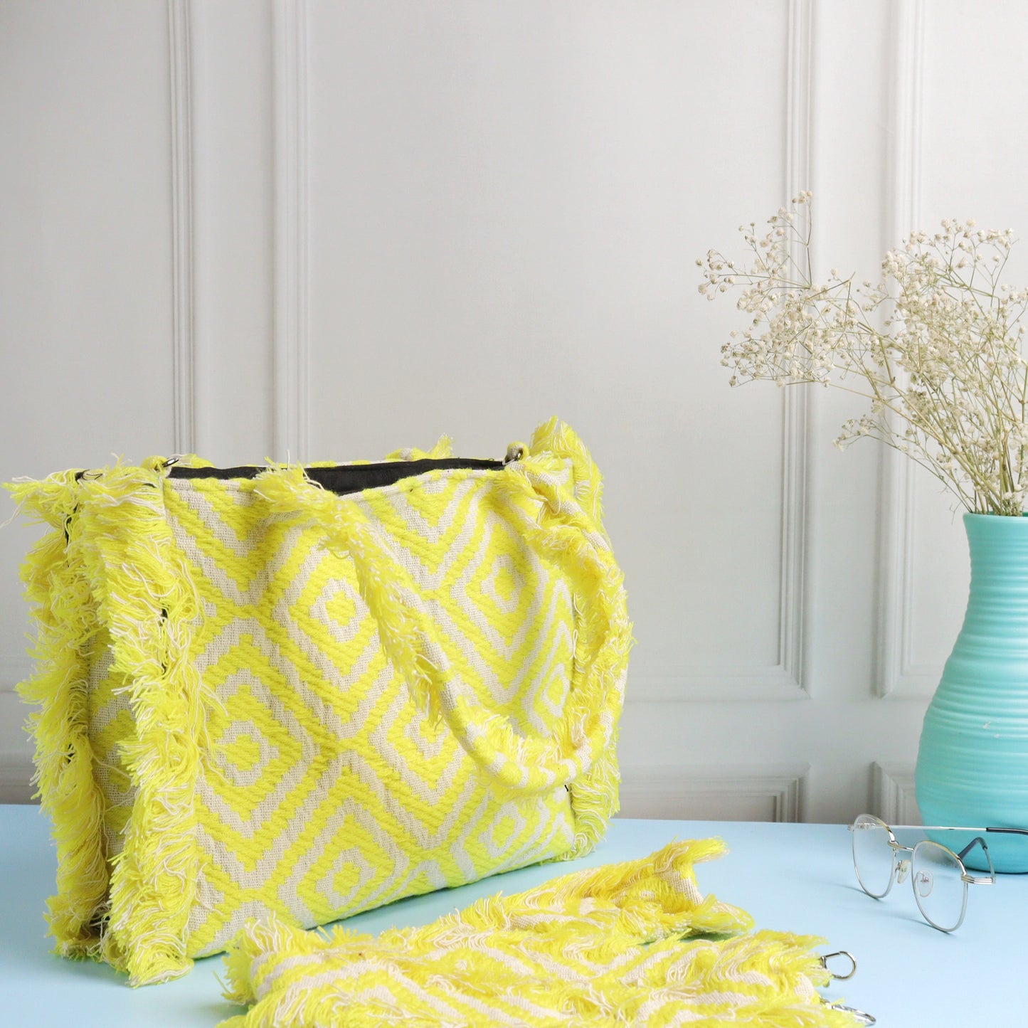 Rumpled Lime Jacquard Tote