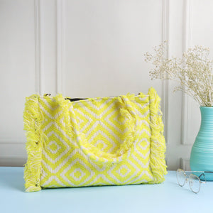 Rumpled Lime Jacquard Tote