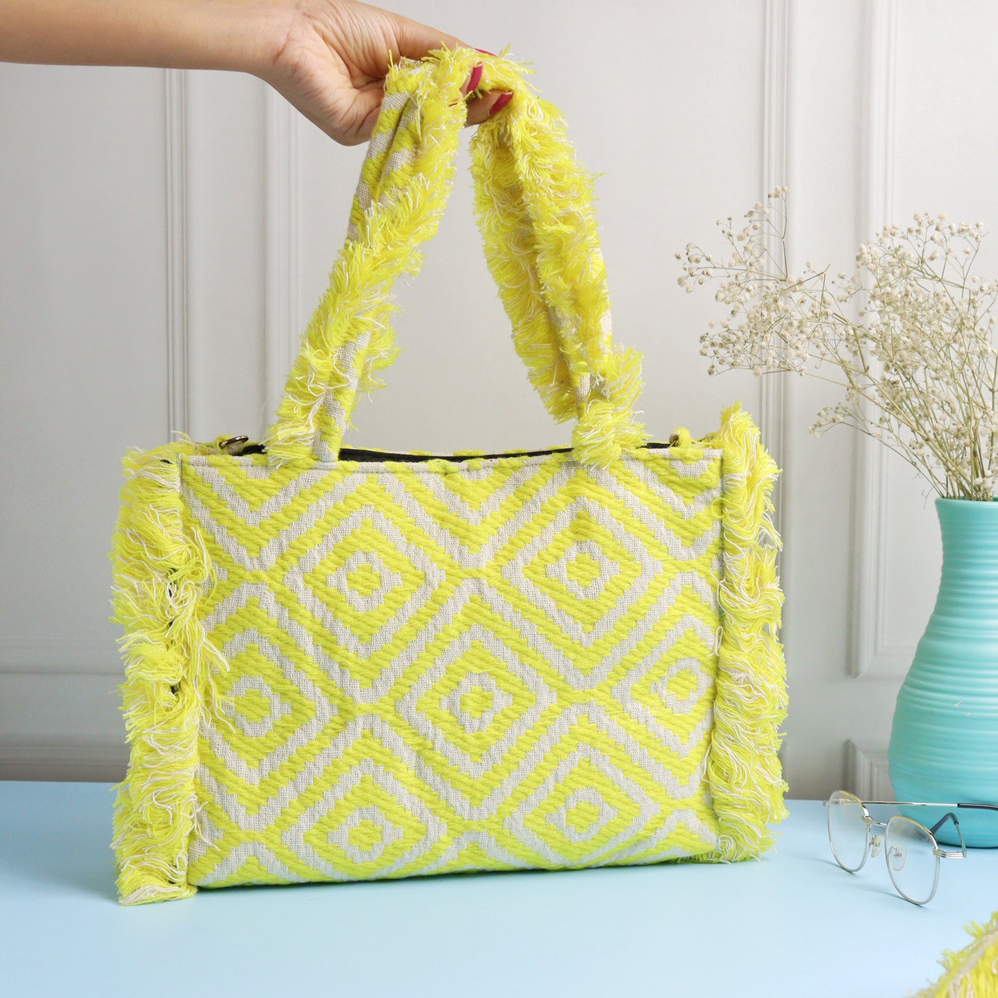 Rumpled Lime Jacquard Tote