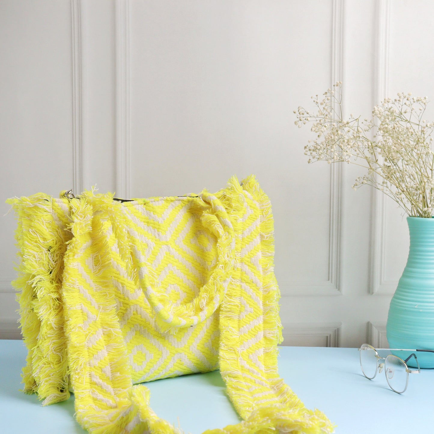 Rumpled Lime Jacquard Tote