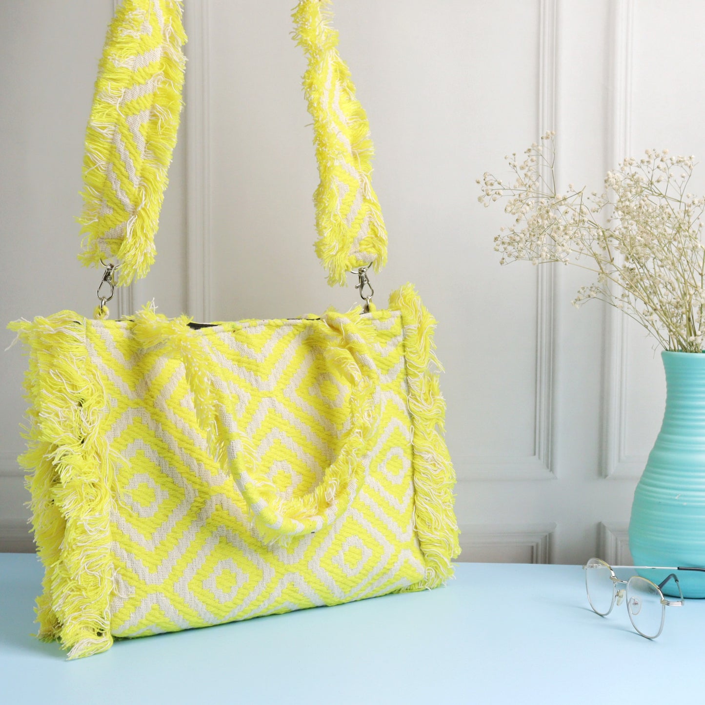 Rumpled Lime Jacquard Tote