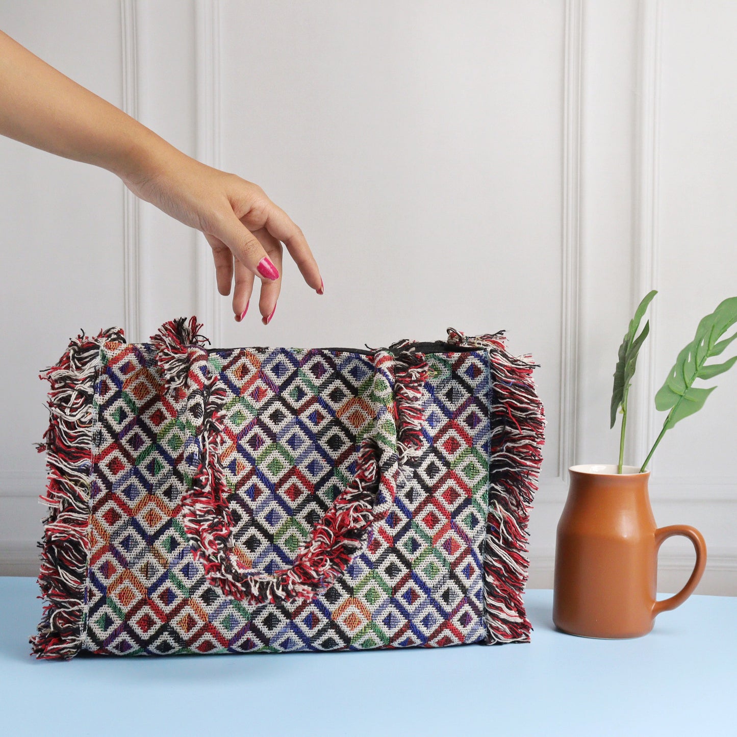 Rumpled ZicZac Jacquard Tote